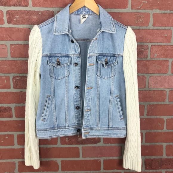 Roxy Jackets & Blazers - Roxy Sweater Knit Sleeves Jean Jacket